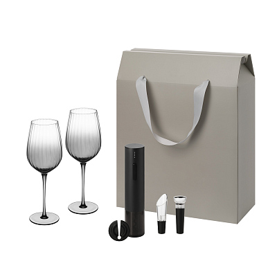 Подарочный набор Mancera, Sacramento (2 бокала + набор для вина) (Серый, прозрачный, черный)