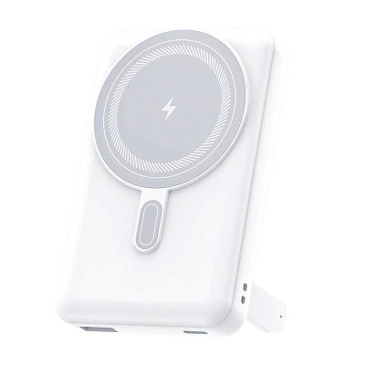Магнитный внешний аккумулятор Axion с беспроводной зарядкой (15W), 10000 Mah  (Белый)