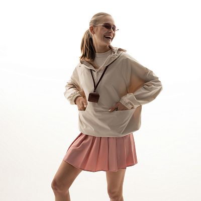 Ветровка (анорак) оверсайз унисекс RISSMAN, бежевая, размер XS/S