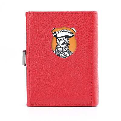 Кошелек S.Quire, натуральная кожа красная тисненая матовая 70*93*12 мм