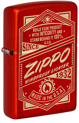 Зажигалка ZIPPO Classic с покрытием Metallic Red, латунь/сталь, красная, матовая, 38x13x57 мм (Красный)