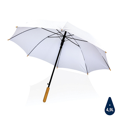 Автоматический зонт-трость с бамбуковой рукояткой Impact из RPET AWARE™, d103 см  (Белый;)