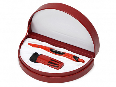 Подарочный набор Формула 1: ручка шариковая, зажигалка пьезо (Красный, черный)