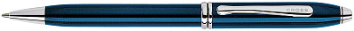 Шариковая ручка Cross Townsend, тонкий корпус. Цвет - синий. (Синий)