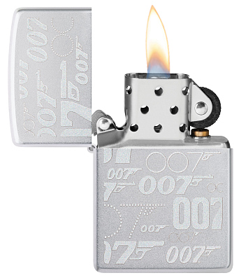 Зажигалка ZIPPO James Bond™ с покрытием Satin Chrome, латунь/сталь, серебристая, 38x13x57 мм
