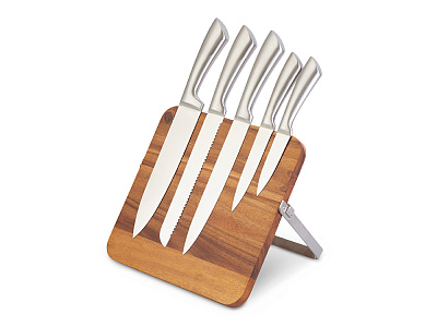 Набор ножей на магнитной подставке Терон (Натуральный/серебристый)