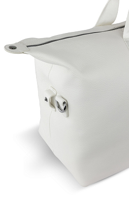 Сумка дорожная BUGATTI Elsa, белая, воловья кожа/полиэстер, 47х22х24/30 см