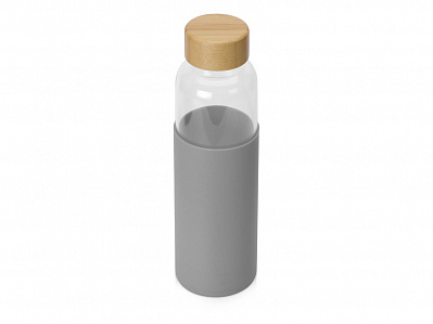 Стеклянная бутылка для воды в силиконовом чехле Refine (Прозрачный, серый, натуральный)