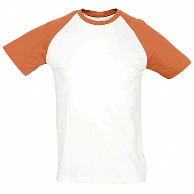 Футболка мужская двухцветная Funky 150, белая с оранжевым (Оранжевый)
