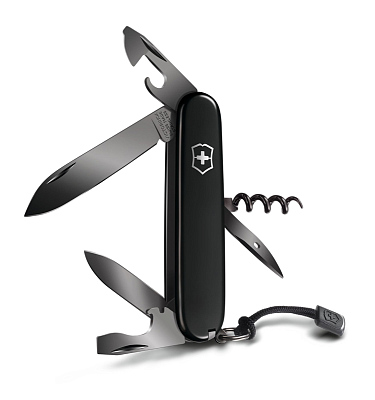 Нож перочинный VICTORINOX Spartan PS, 91 мм, 13 функций, чёрный, со шнурком в комплекте