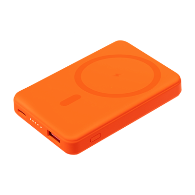 Внешний аккумулятор Ларго PD (Largo PD) 5000mAh с функцией беспроводной зарядки 15W  (Оранжевый)