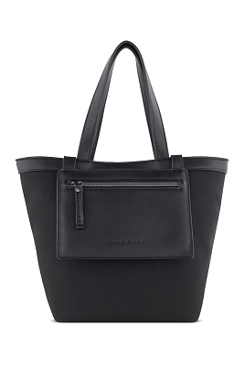 Сумка-тоут женская маленькая BUGATTI Elena, черная, канвас, полиуретан, 33 x 15,5 x 24 см