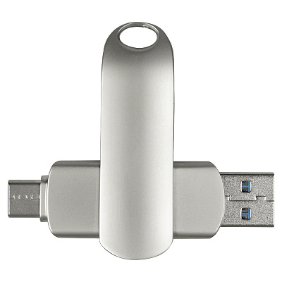 Флеш накопитель USB 2.0 + TYPE C Cupertino (Серебристый матовый)