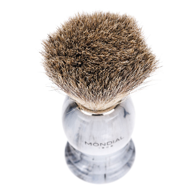 Помазок для бритья Mondial, пластик, ворс барсука, рукоять - цвет серый