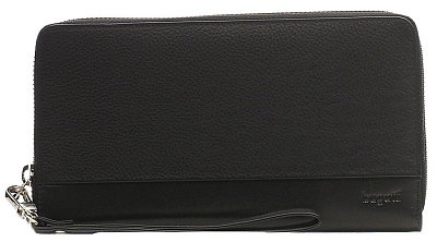 Кошелёк-барсетка BUGATTI Atlanta, на молнии, чёрный, натуральная воловья кожа, 21х2х12 см