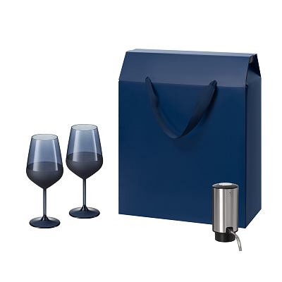 Подарочный набор Sapphire, Dante (2 бокала + аэратор для вина) (Синий, серебряный)