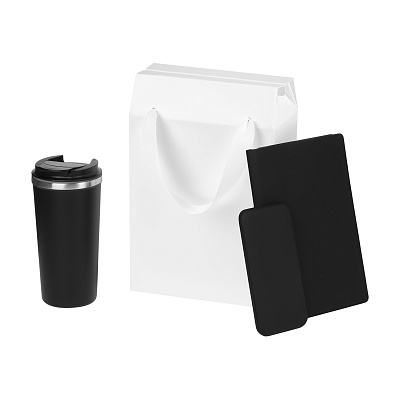 Подарочный набор Palermo, черный (термокружка, ежедневник, аккумулятор) (Чёрный)