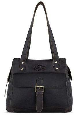 Сумка через плечо KLONDIKE RUSH «Zoe», натуральная кожа в темно-коричневом цвете, 28 х 24 х 18 см (Коричневый)