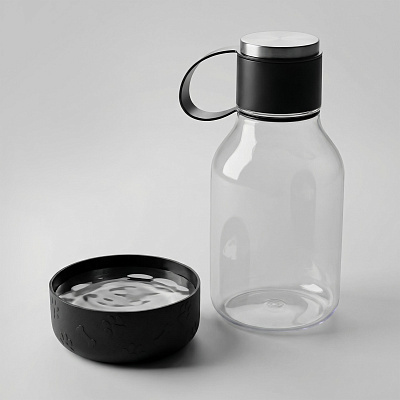 Бутылка для воды 2-в-1 Dog Bowl Bottle со съемной миской для питомцев, 1500 мл (Чёрный)
