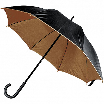Зонт-трость Downtown, черный с коричневым (Коричневый)
