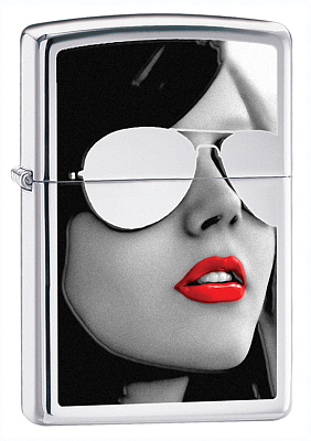 Зажигалка ZIPPO Gold Design с покрытием High Polish Chrome, латунь/сталь, серебристая, 38x13x57 мм