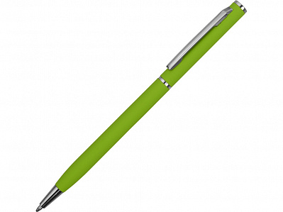 Ручка металлическая шариковая Атриум софт-тач (Зеленое яблоко/серебристый)