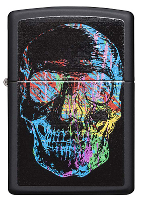 Зажигалка ZIPPO Skull Design с покрытием Black Matte, латунь/сталь, черная, 38x13x57 мм