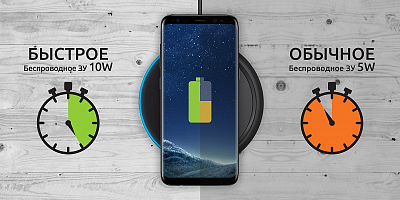 Беспроводное ЗУ Olmio Quick Charge 10W, черный