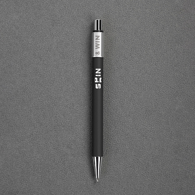 Ручка шариковая "Spin" с 6ти-гранным спиннером, покрытие soft touch, черный