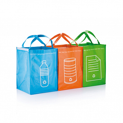 3 сумки для сортировки мусора (Зеленый;)