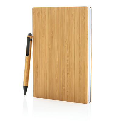 Набор из блокнота и ручки Bamboo, А5 (Коричневый;)