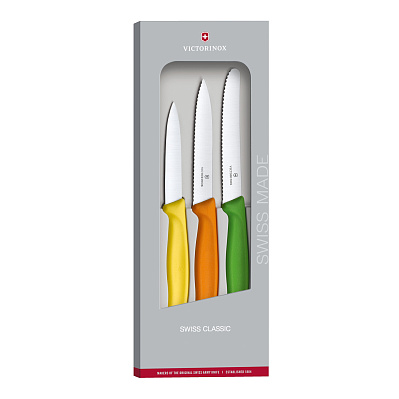 Набор из 3 ножей VICTORINOX Swiss Classic: 2 ножа для овощей 8 и 10 см, столовый нож 11 см (Разноцветный)
