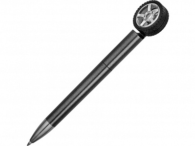 Ручка пластиковая шариковая Wheel со спиннером (Темно-серый/серебристый)