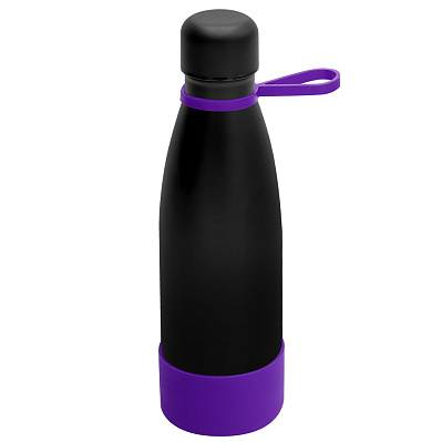 Термобутылка герметичная вакуумная Olivia To Go, чёрный/голубой (Черный/фиолетовый)