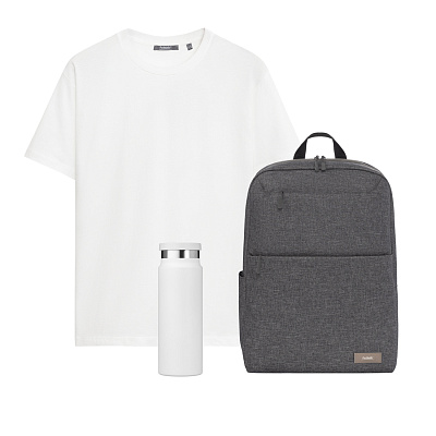Набор с одеждой Крис (KRIS) (футболка, рюкзак, бутылка) , XL (Белый)