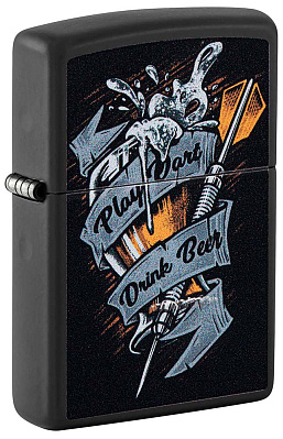 Зажигалка ZIPPO Darts с покрытием Black Matte, латунь/сталь, черная 38x13x57 мм (Черный)
