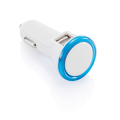 Мощное автомобильное зарядное устройство с 2 USB-портами (Синий; белый)