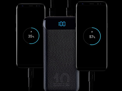 Внешний аккумулятор с дисплеем, 10000 mAh