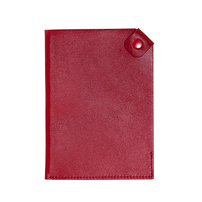 Чехол для паспорта PURE 140*100 мм., застежка на кнопке, натуральная кожа (фактурная)  (Красный)