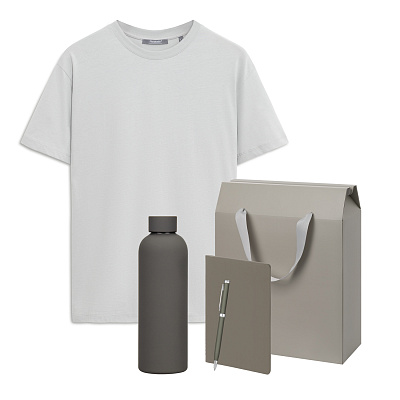 Набор с одеждой KRIS (футболка, термобутылка, блокнот, ручка) , L (Серый)