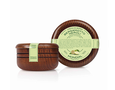 Крем для бритья Mondial "BERGAMOTTO NEROLI" с ароматом бергамота и нероли, деревянная чаша, 140 мл (Коричневый)