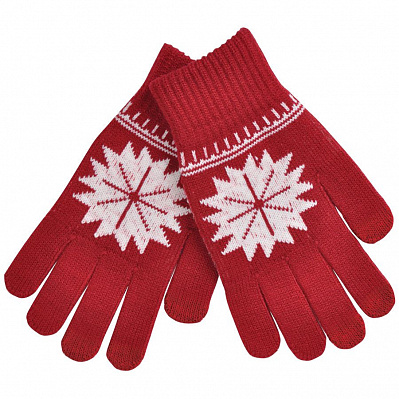 Перчатки для сенсорных экранов  "Снежинка" (Красный)