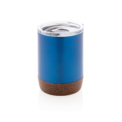 Вакуумная термокружка Cork из переработанной нержавеющей стали RCS, 180 мл (Синий;)