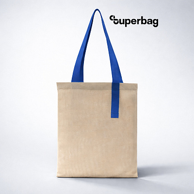 Шоппер Superbag Light, с внутренним креплением-полукольцо (неокрашенный с синим) (Неокрашенный с синим)