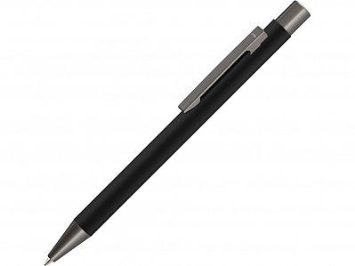Ручка металлическая шариковая Straight Gum soft-touch с зеркальной гравировкой (Черный)