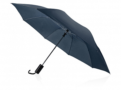Зонт складной Андрия (Синий/черный/серебристый)