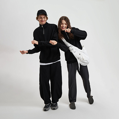 Толстовка на молнии унисекс Флоу (Flow), черная