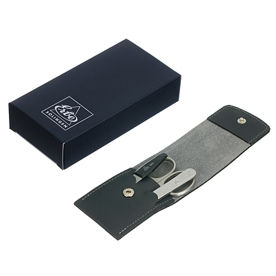 Маникюрный набор Erbe, 3пр. Футляр: натур.кожа, цвет серый