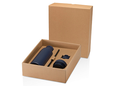 Бутылка Illuminate с вакуумной изоляцией и 3 крышками (Синий нэйви)