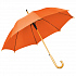Зонт-трость с деревянной ручкой, полуавтомат; оранжевый; D=103 см, L=90см; 100% полиэстер - Фото 1